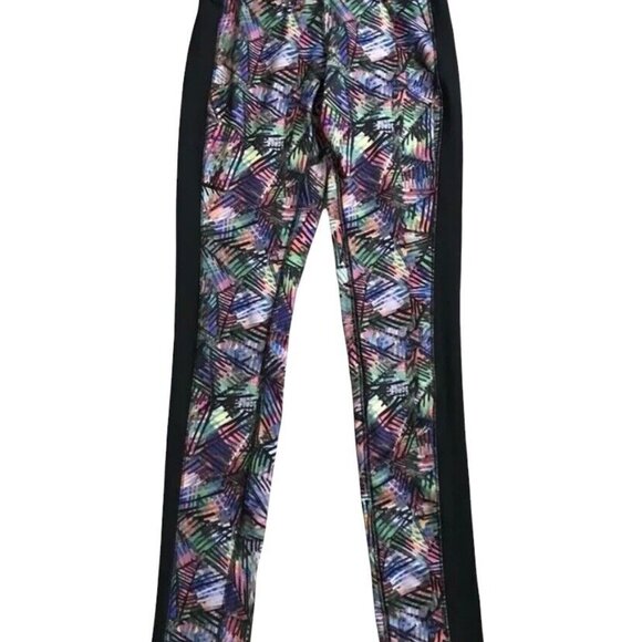 Mossimo Black Palm Leaf Print Legging Workout Multicolor Yoga Pant | SZ Large - Picture 1 of 6